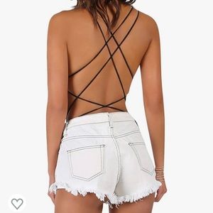Open back black body suit
